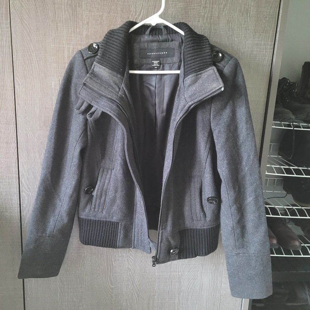 Apostrophe Wool Blend Jacket in Charcoal - Size M